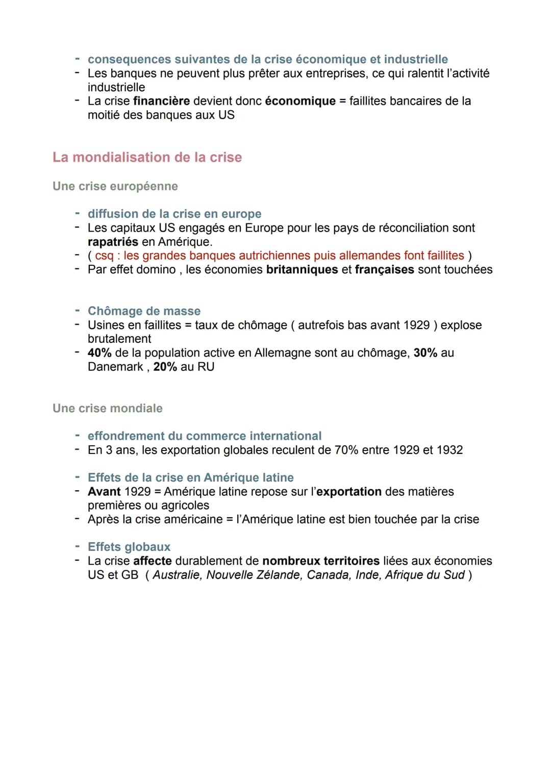 Histoire-géographie: crise de 1929
Déséquilibre économiques et sociaux
Après une période de prospérité (années folles), les US
sont frappées