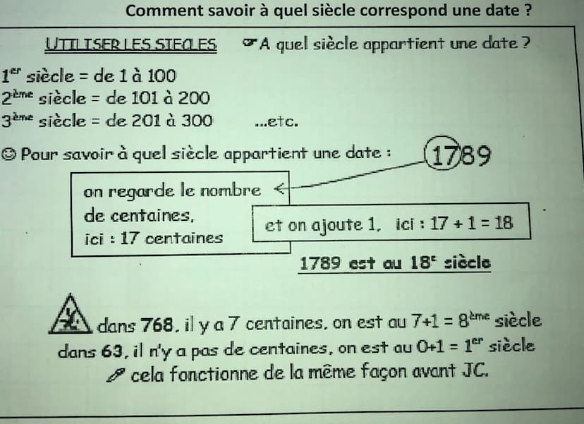 I
1
X
10
Un millénaire
Les chiffres romains et les chiffres arabes
||
III IV V VI VII VIII
IX
2 3 4 5 6 7 8 9
XI XII XX XXX
11 12 20 30
LXX 