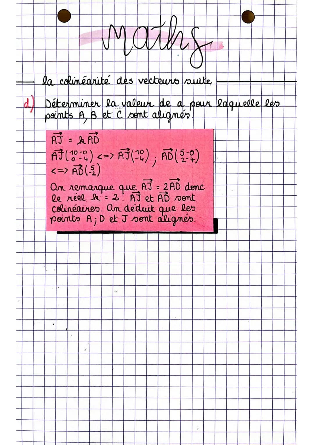 la colinéarite des vecteurs
maths
Définition
Des vecteurs non muls it et ✔ sont colinéaires
s'il existe un nombre réel ha tel que ที่ :
= hi