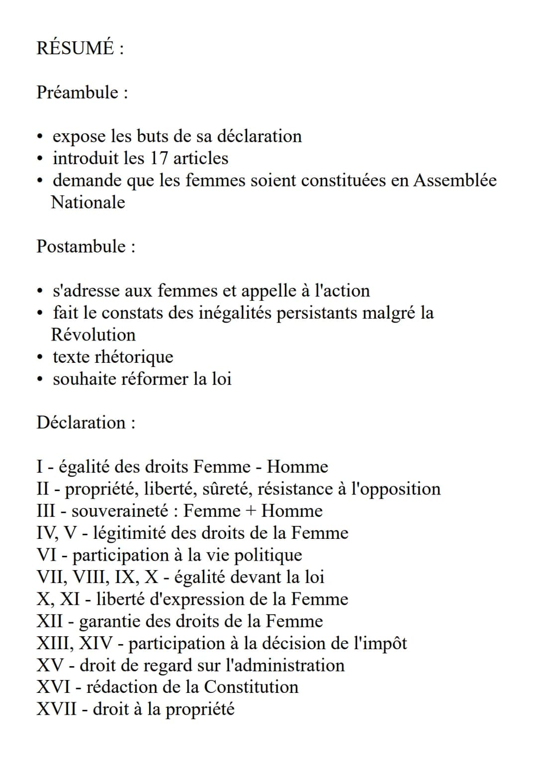 FICHE D'IDENTITÉ :
La Déclaration Des Droits De La Femme Et de
La Citoyennes
Olympes De Gouges
Titre : La Déclaration Des Droits De La Femme