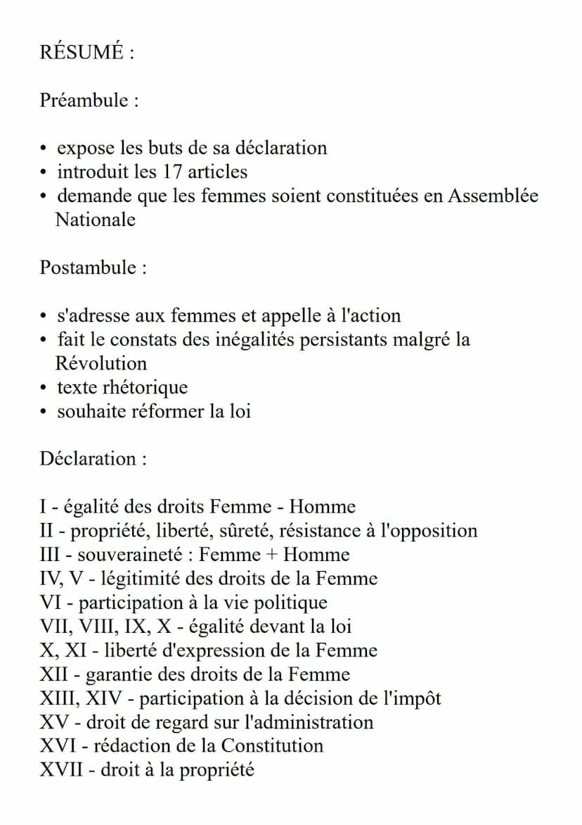 FICHE D'IDENTITÉ :
La Déclaration Des Droits De La Femme Et de
La Citoyennes
Olympes De Gouges
Titre : La Déclaration Des Droits De La Femme