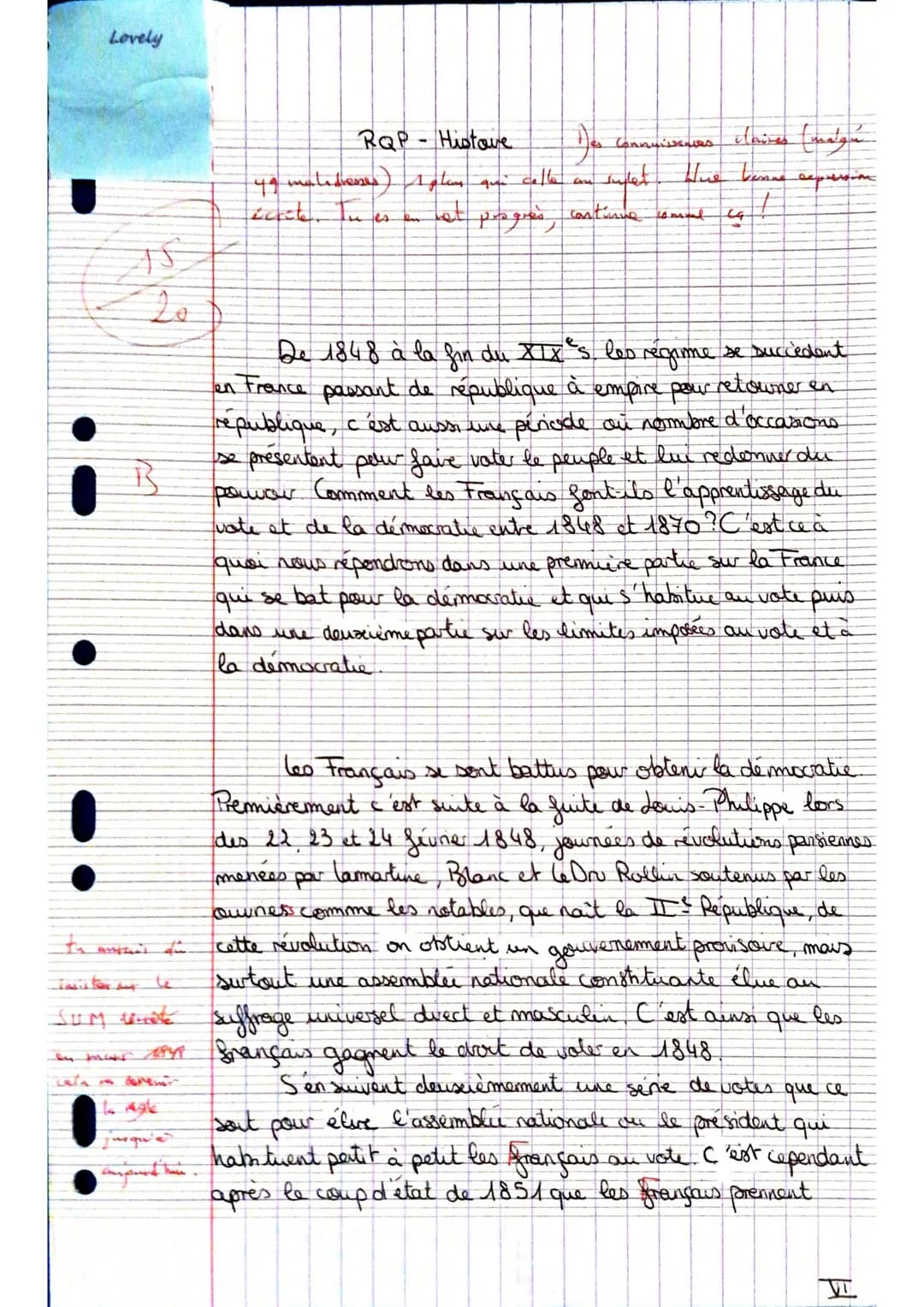 Evaluation du type EC Histoire
Thème 2 La France dans l'Europe des nationalités : politique et société (1848-1870),
Chapitre 1 : La IT Répub
