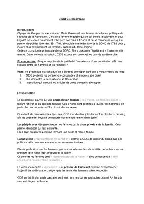 Know Déclaration des droits de la femme et de la citoyenne préambule analyse linéaire  thumbnail