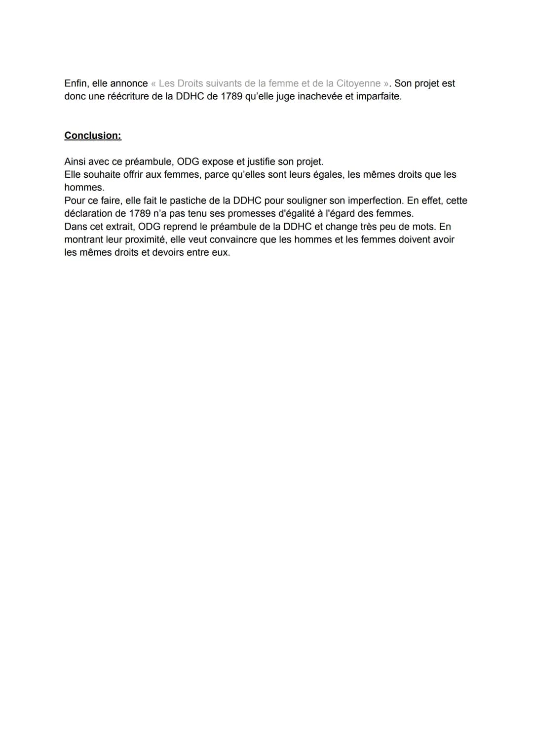 << DDFC » préambule
Introduction:
Olympe de Gouges de son vrai nom Marie Gouze est une femme de lettres et politique de
l'époque de la Révol