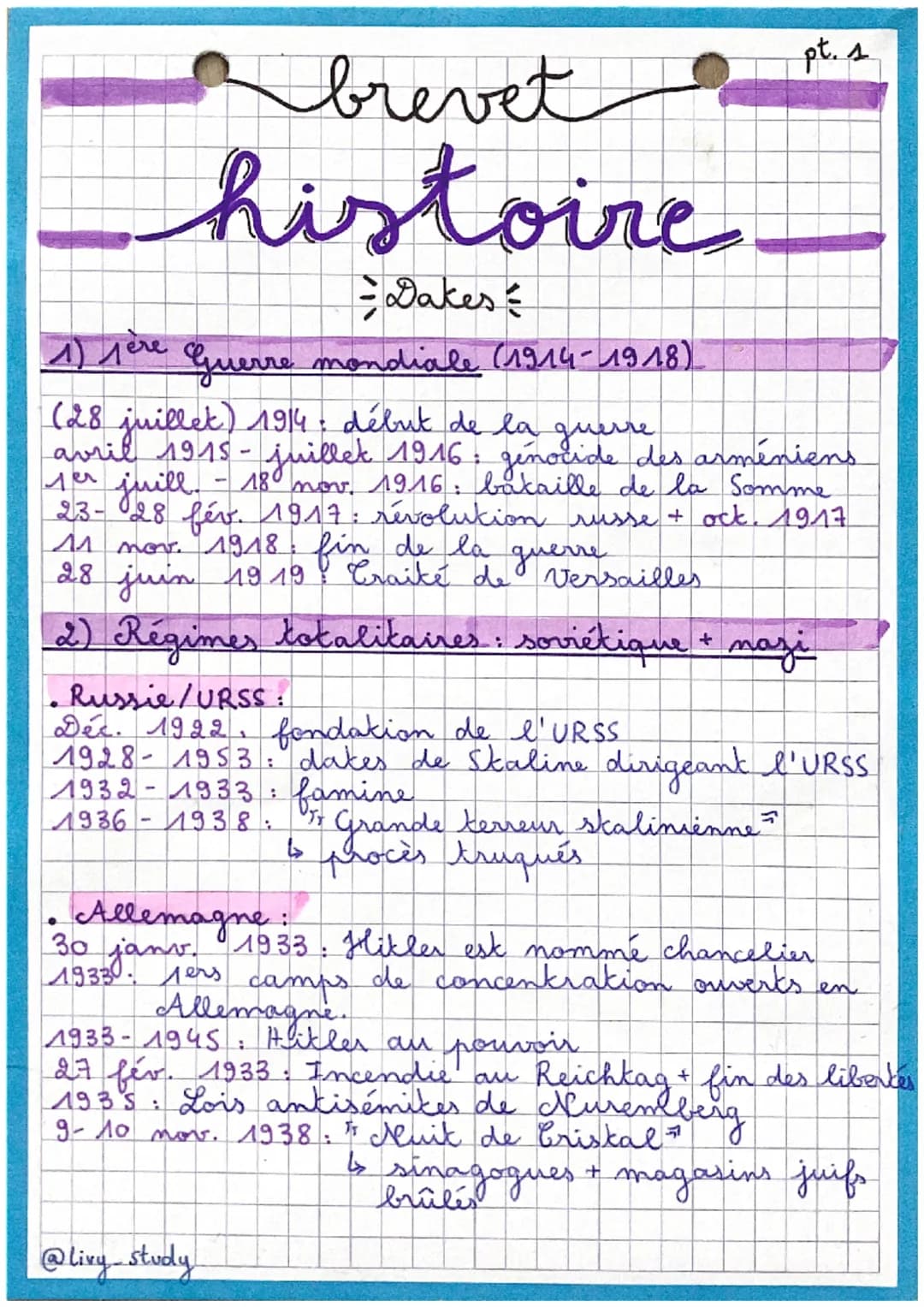 brevet
histoire
-Dakes &
1) леге
Guerre mondiale (1914-1918)
(28 juillet) 1914: début de la guerre
avril 1915 - juillet 1916: génocide des a