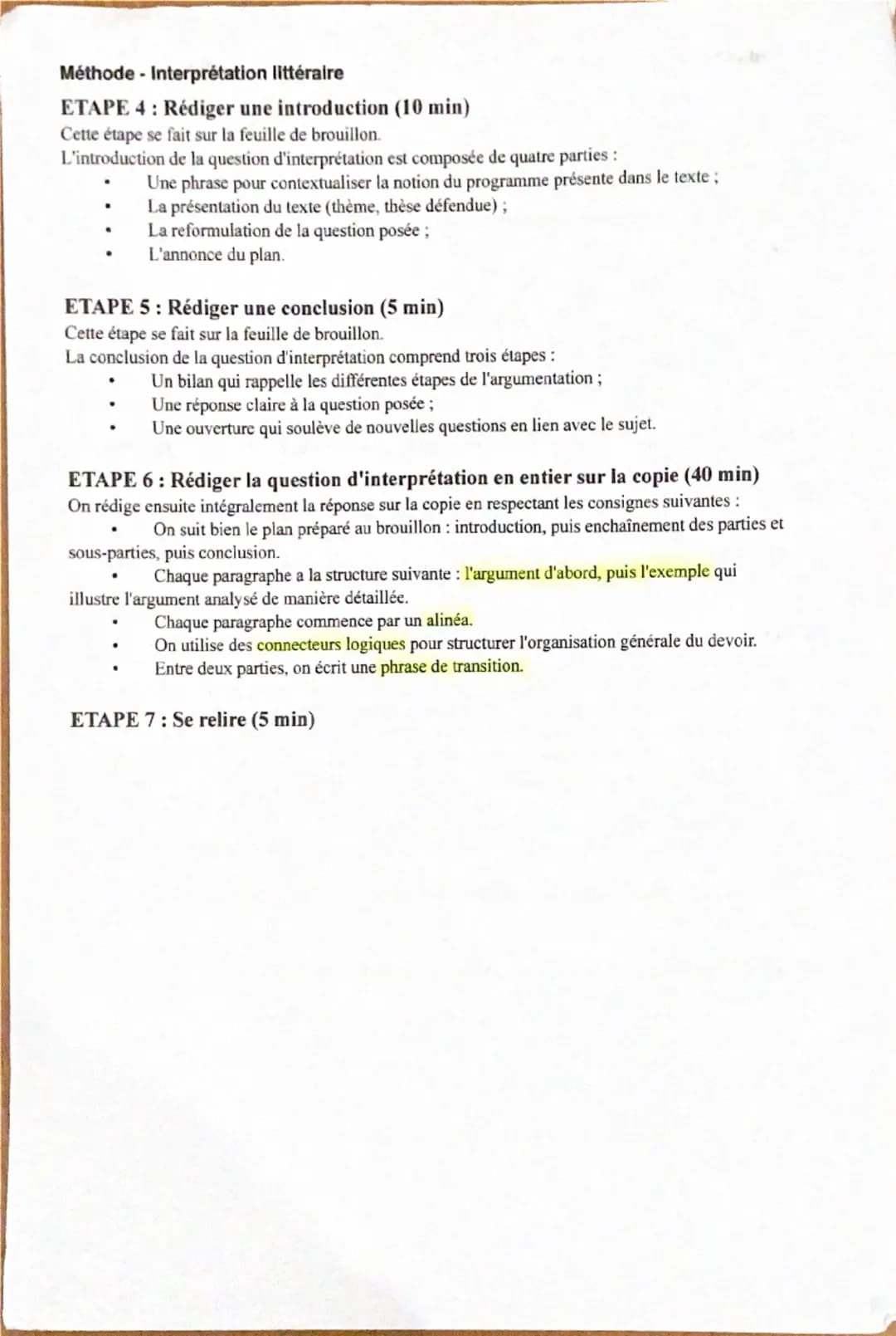 H. Hornoy
Méthode - Interprétation littéraire
La question d'interprétation ressemble à un petit commentaire de texte s'appuyant sur des proc