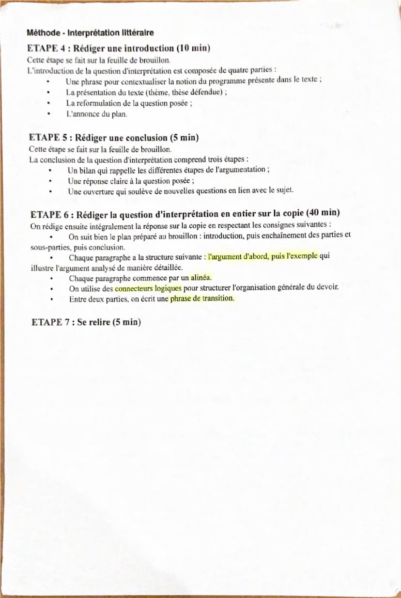 H. Hornoy
Méthode - Interprétation littéraire
La question d'interprétation ressemble à un petit commentaire de texte s'appuyant sur des proc
