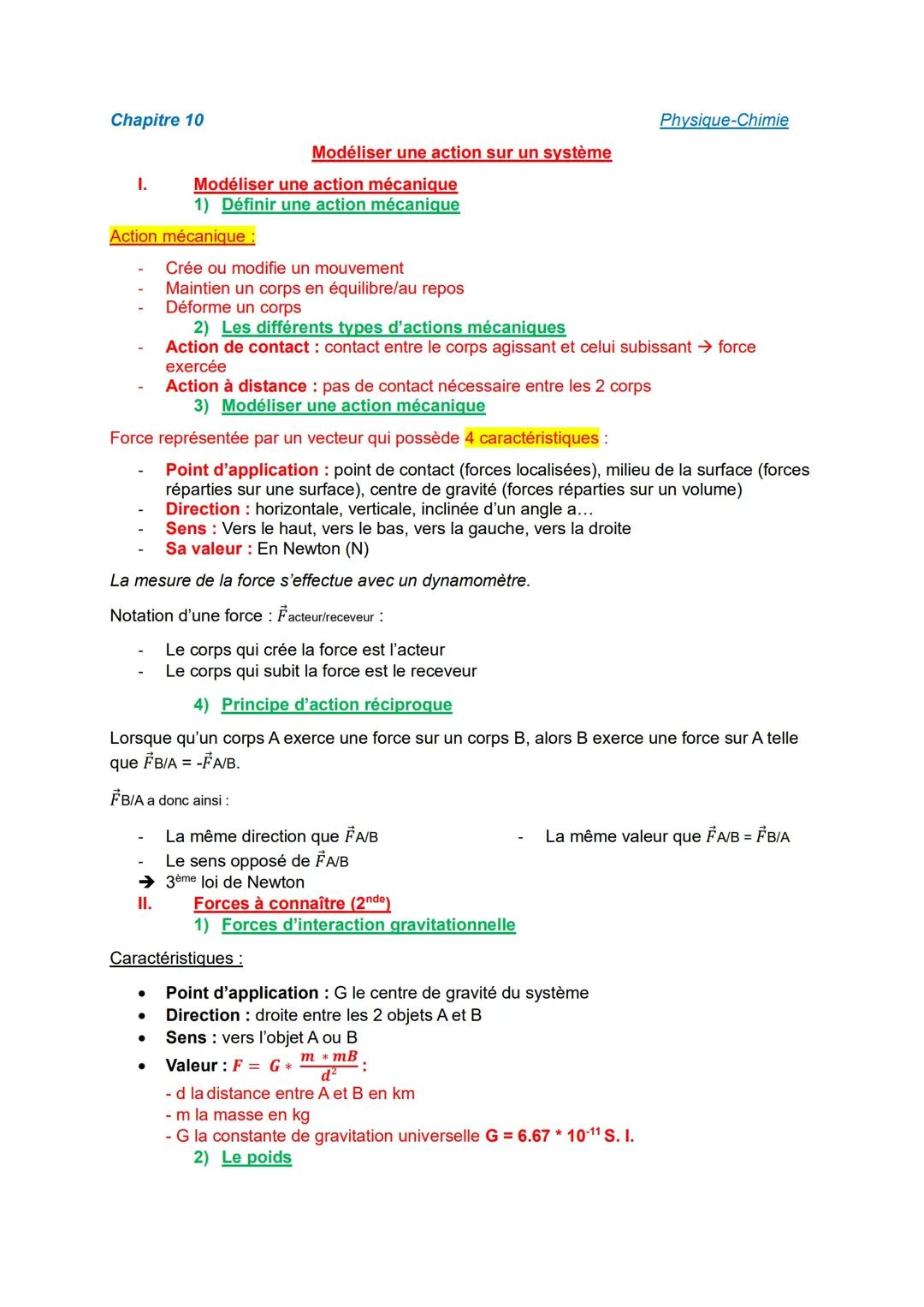 Modéliser une action sur un système