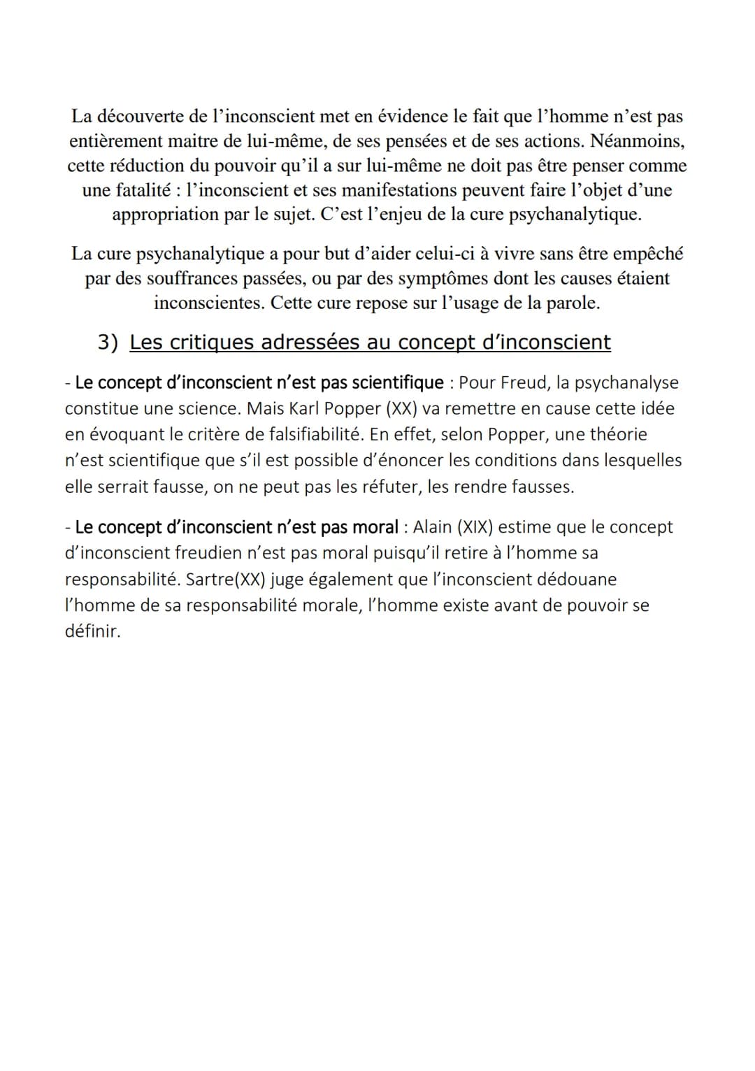 L'Inconscient
Il s'agit d'un concept forgé par la psychanalyse désignant l'ensemble de
phénomènes psychiques inaccessibles à la conscience m