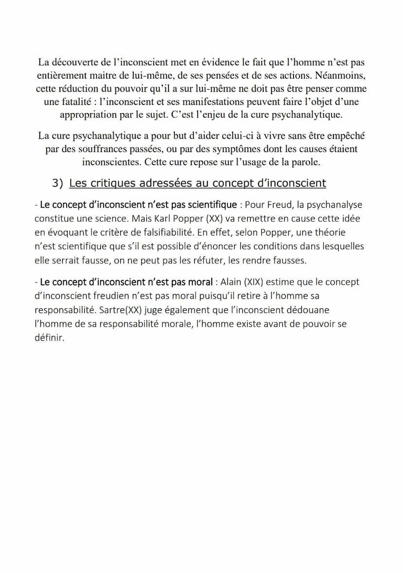 L'Inconscient
Il s'agit d'un concept forgé par la psychanalyse désignant l'ensemble de
phénomènes psychiques inaccessibles à la conscience m