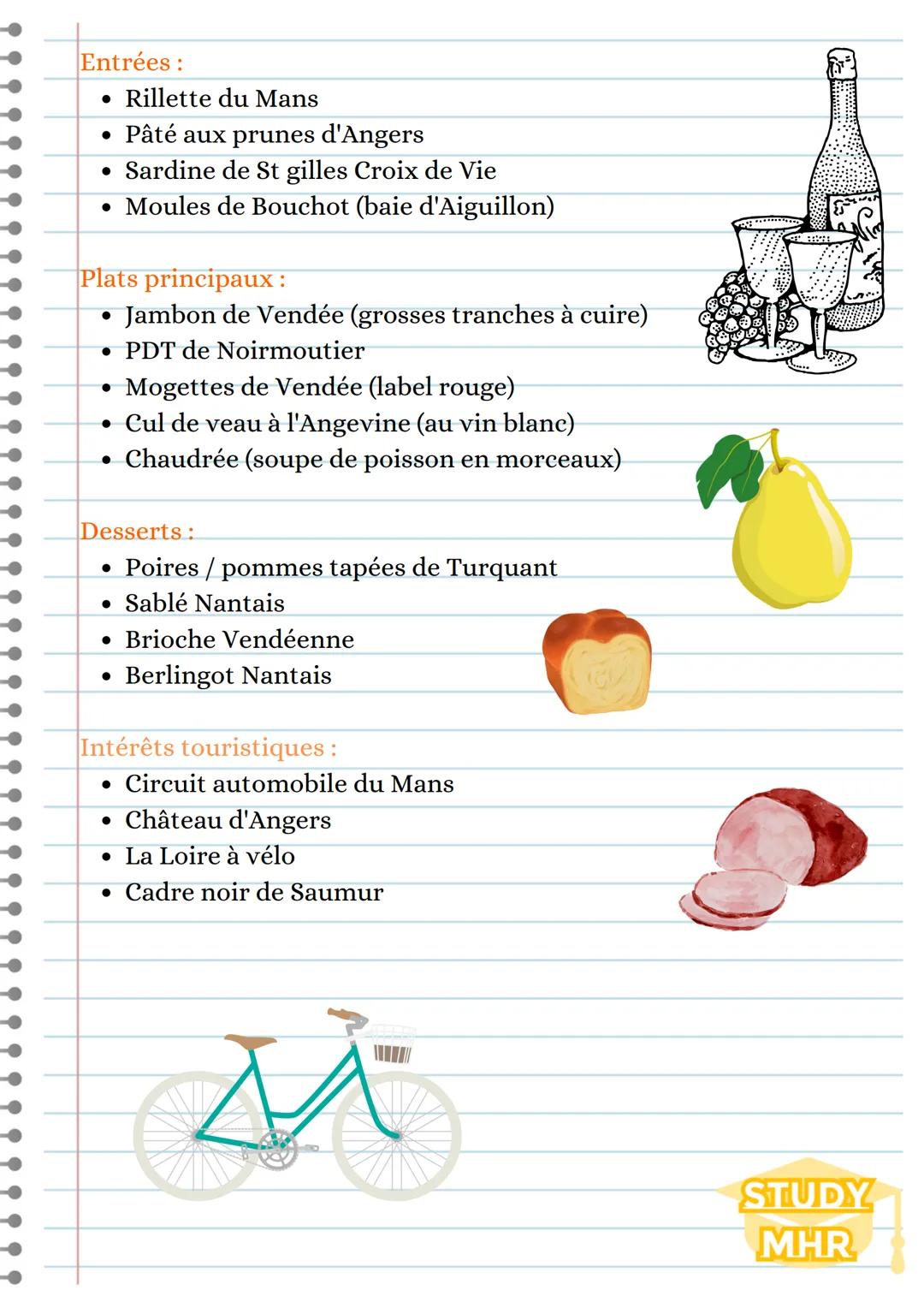# Pays de Loire

Particularités régionales :
*   Climat doux propice pour la culture de légumes et l'élevage de
volailles

Marqueurs gastron