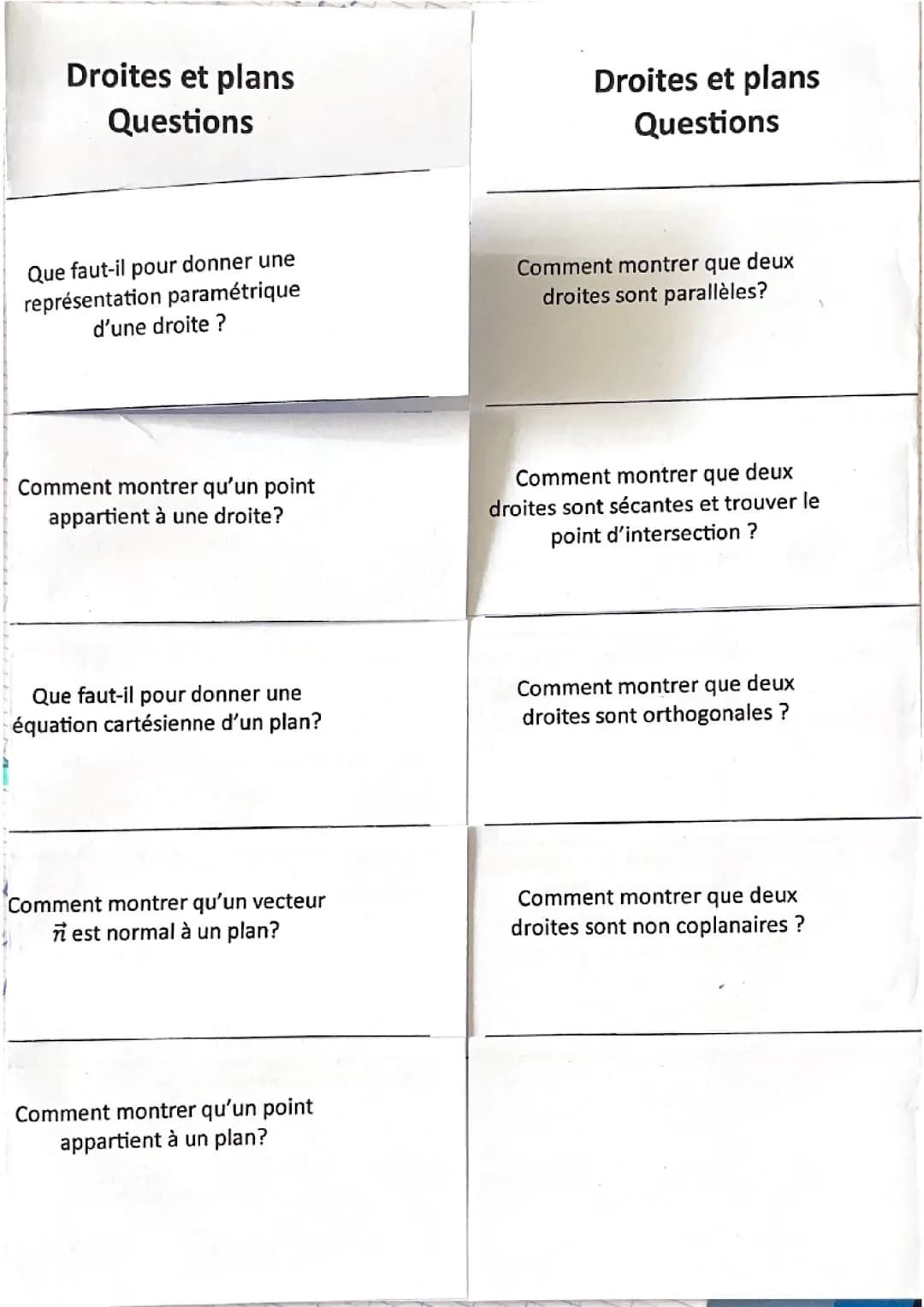 Vecteurs droites et plans de l’espace 