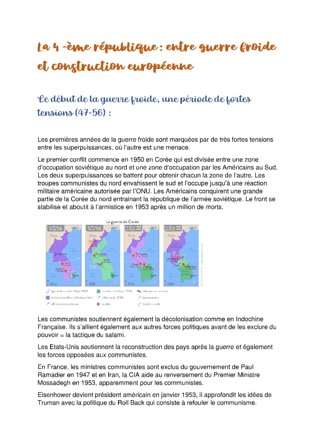 La 4ème République et la Guerre Froide