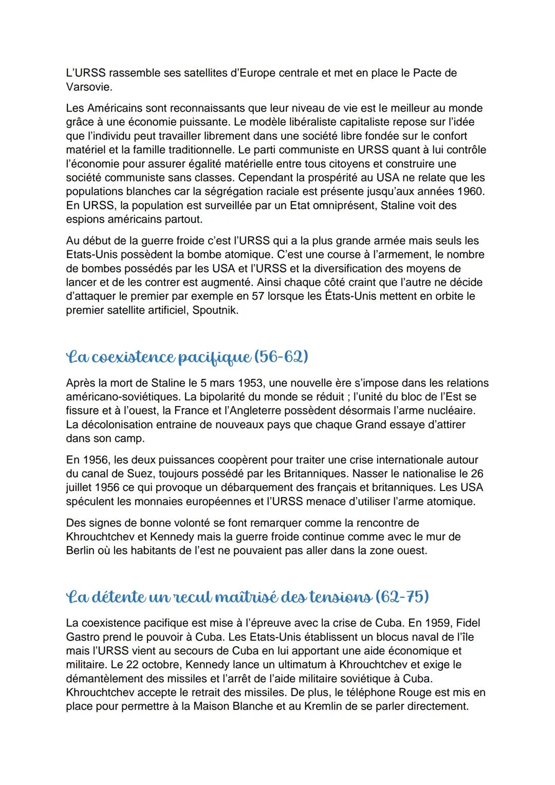 La 4ème république: entre guerre froide
et construction européenne
Le début de la guerre froide, une période de fortes
tensions (47-56):
Les