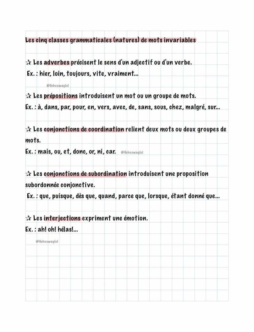 CLASSES
GRAMMATICALES
Les cinq classes grammaticales (natures) des mots variables
Les verbes expriment un état ou une action.
Ex.: sembler, 