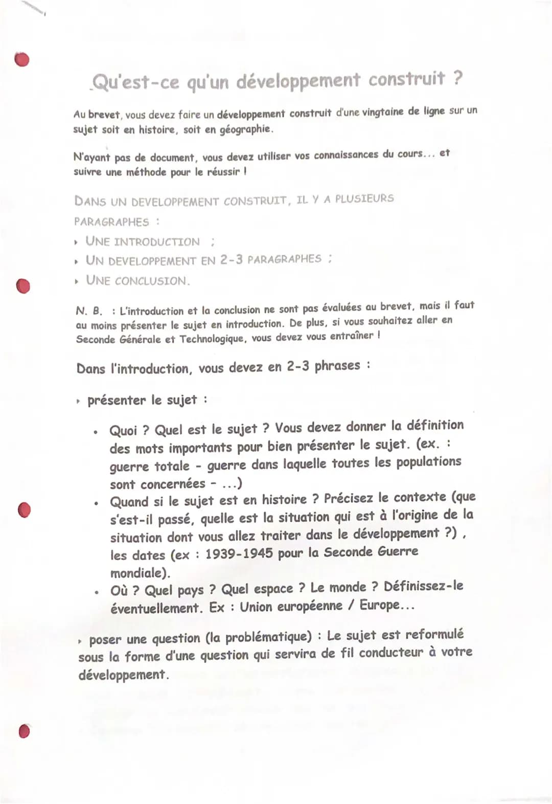 Exemples et Méthodes pour un Développement Construit en Histoire 3ème et Géographie