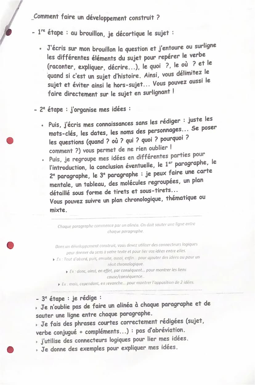 Qu'est-ce qu'un développement construit ?
Au brevet, vous devez faire un développement construit d'une vingtaine de ligne sur un
sujet soit 