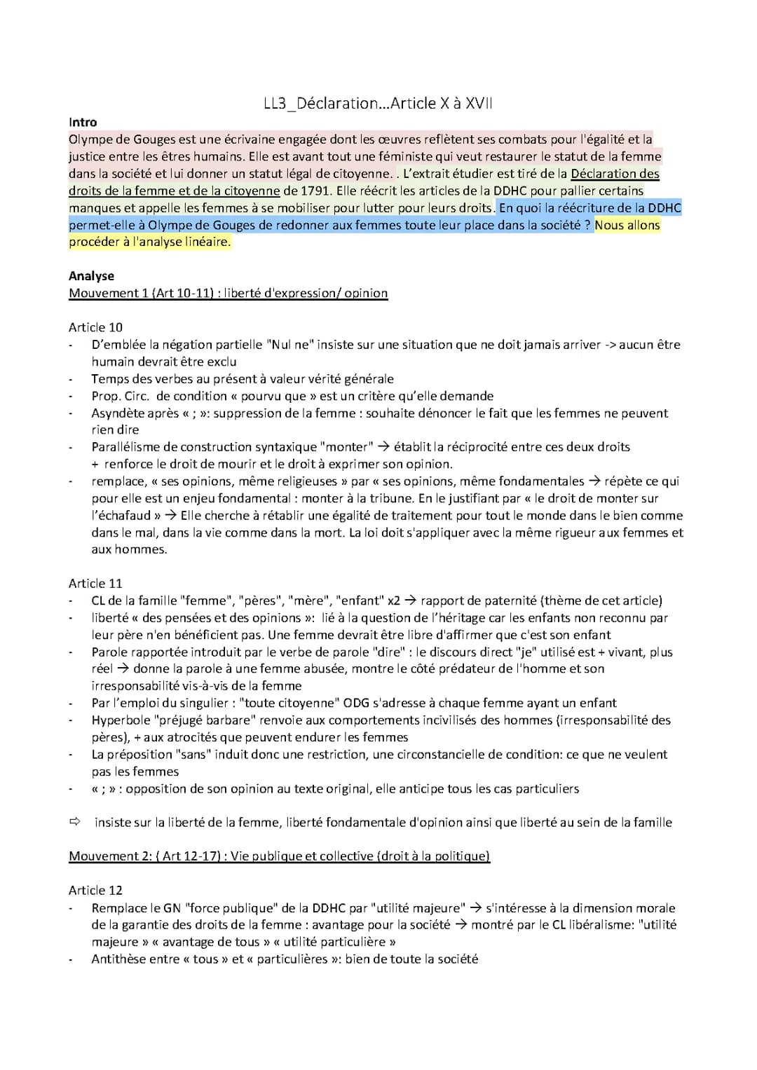 Découvre la Déclaration des Droits de la Femme : Article 10 et 11 Simplifiés