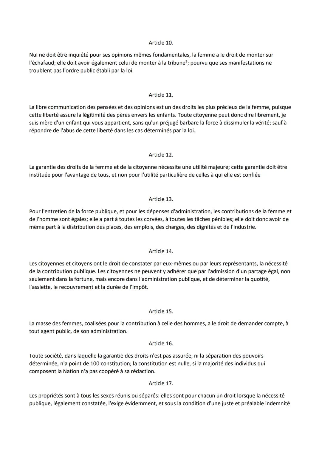 LL3_Déclaration...Article X à XVII
Intro
Olympe de Gouges est une écrivaine engagée dont les œuvres reflètent ses combats pour l'égalité et 