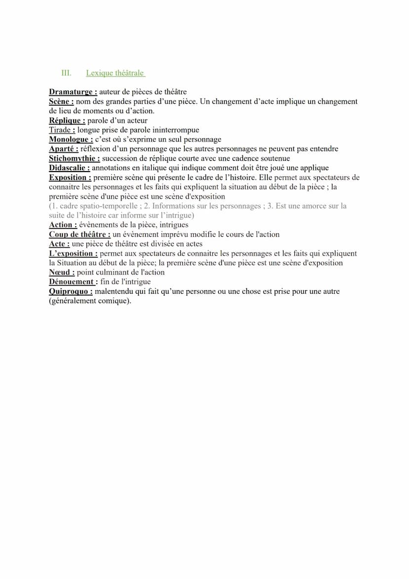 I.
OBJET D'ÉTUDE N°1 : LE THÉÂTRE DU XVIIº s AU XXIº s.
Introduction
<< Le théâtre n'est fait que pour être vu », affirmait Molière, grand d