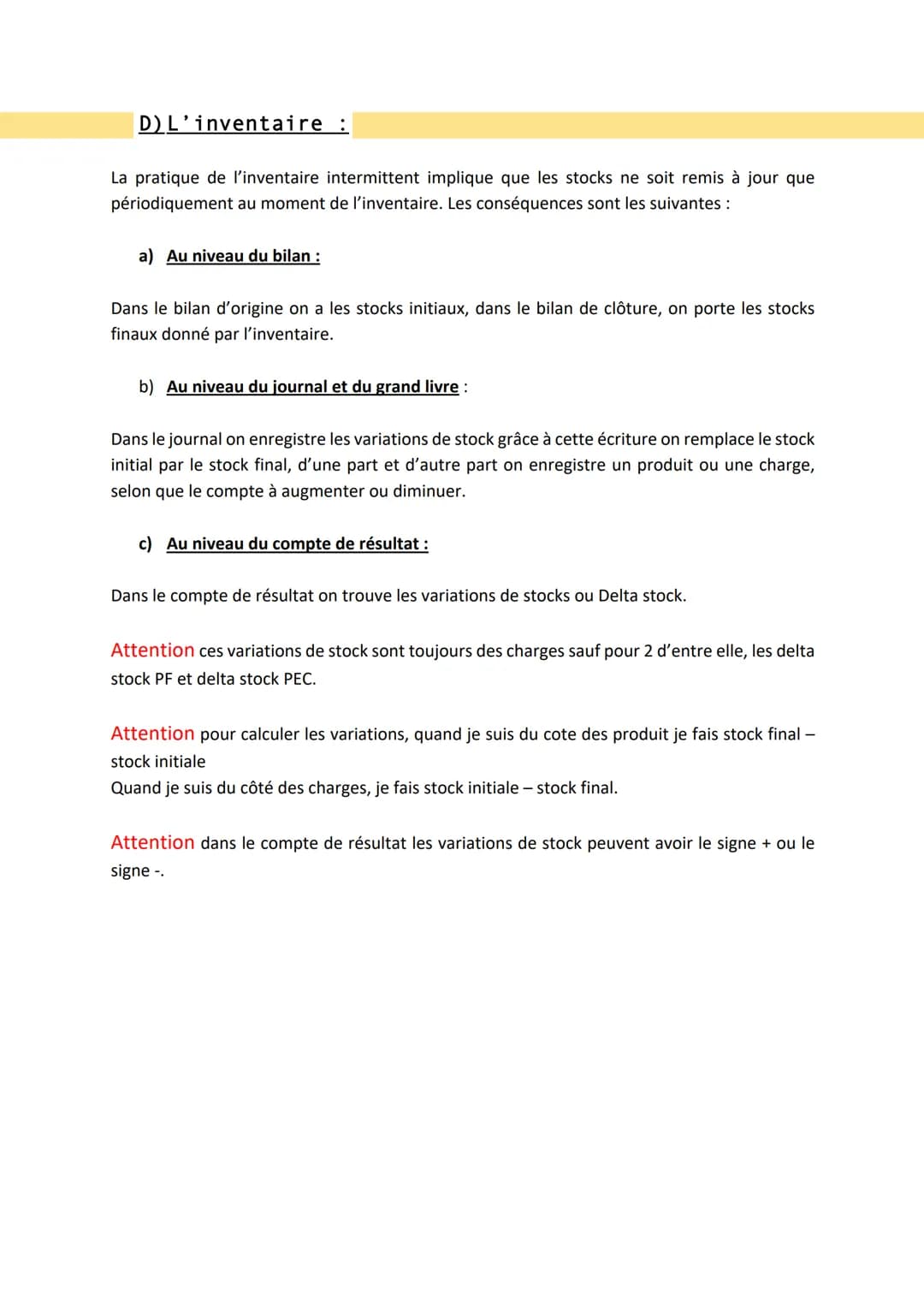 Comptabilité
Nous avons jusqu'ici, enregistré chaque opération directement dans le bilan. C'est ce
qu'on fait en inventaire permanent. Dans 