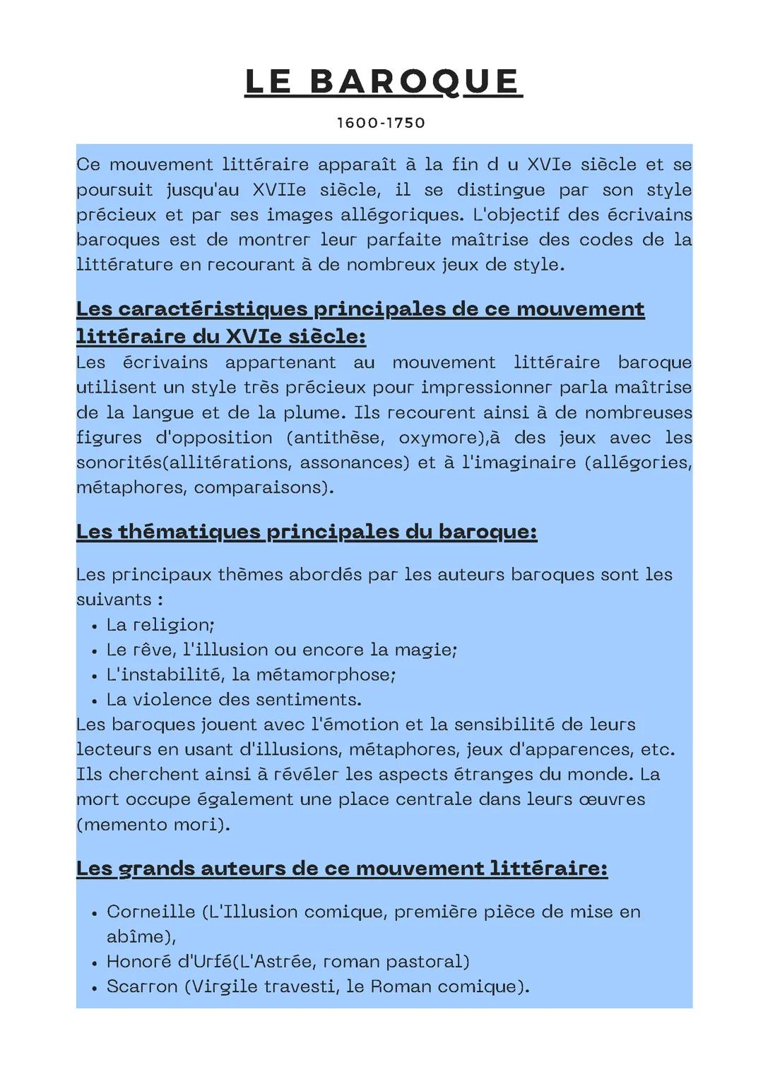 Les mouvements littéraires 