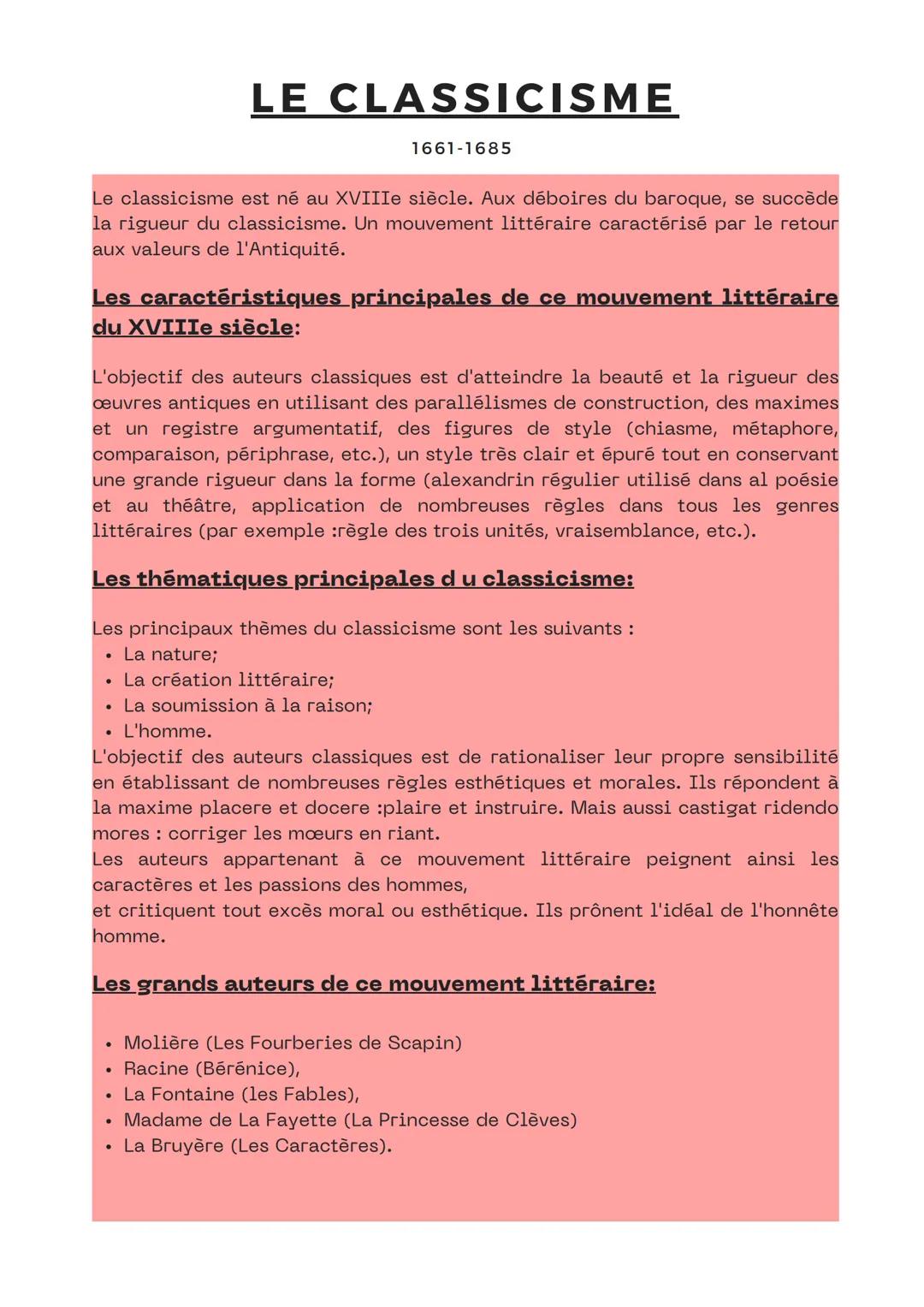 LE BAROQUE
1600-1750
Ce mouvement littéraire apparaît à la fin du XVIe siècle et se
poursuit jusqu'au XVIIe siècle, il se distingue par son 