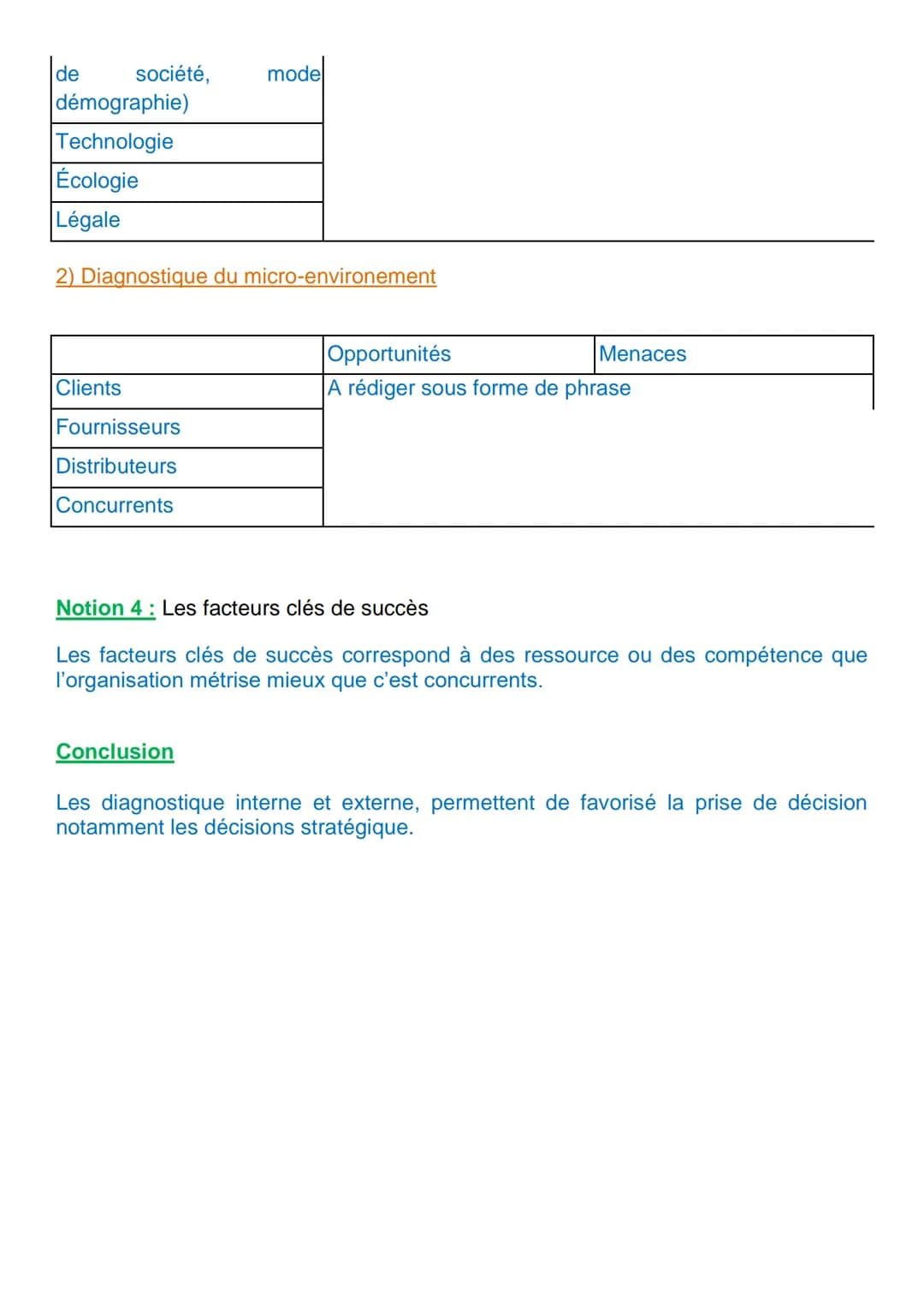 Chapitre 6: Comment élaborer le
diagnostic stratégique
Notion 1: Le diagnostic interne
Ressource
Humaine
Matérielle
Immatérielle
Technologie