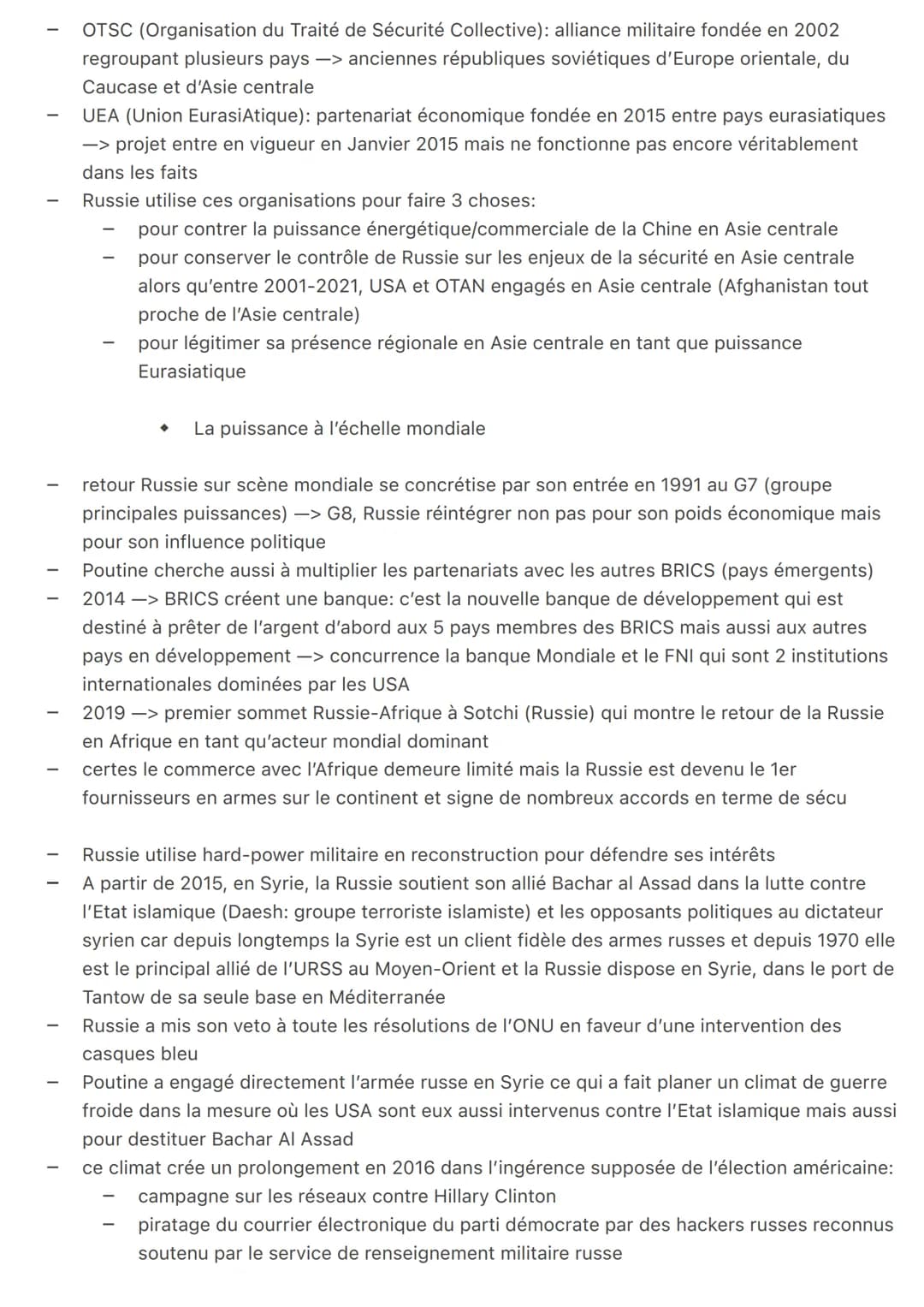 CHAPITRE 2: Une puissance qui se reconstruit après l'éclatement d'un Empire: la
Russie depuis 1991
● La fin de l'Empire soviétique
●
-
O L'U