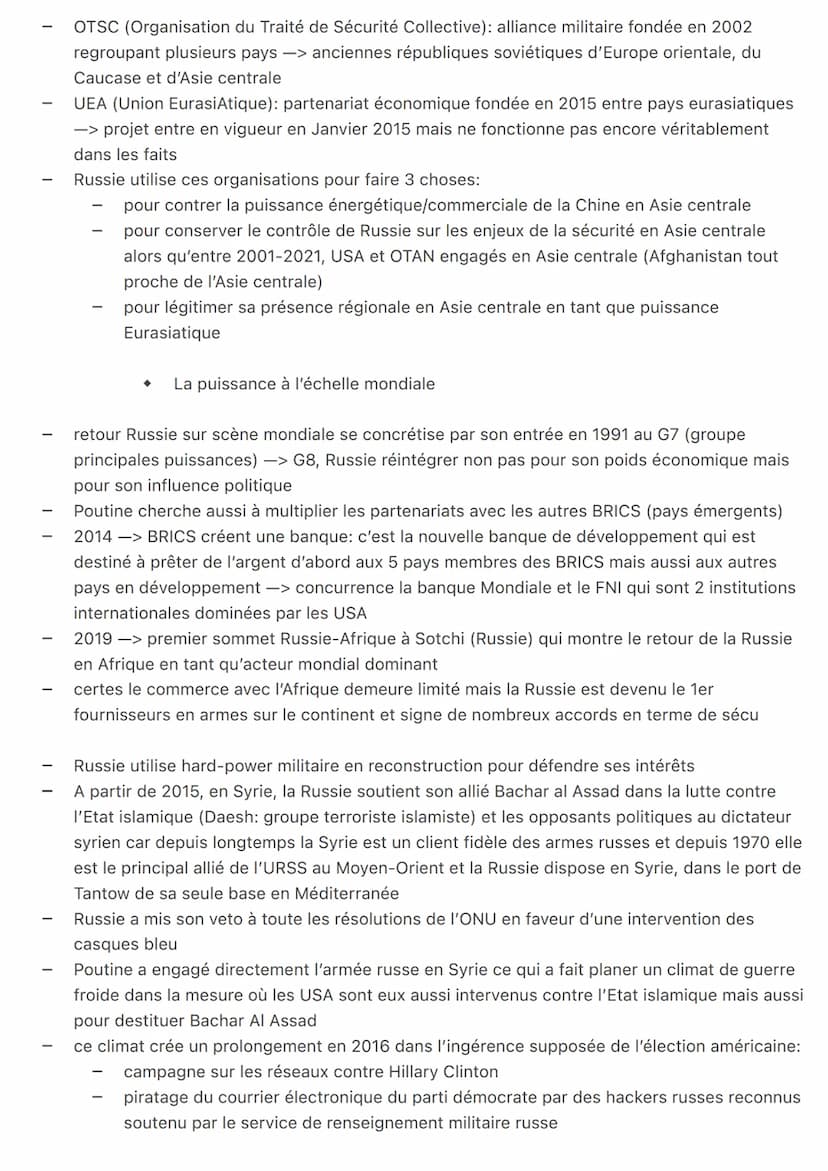 CHAPITRE 2: Une puissance qui se reconstruit après l'éclatement d'un Empire: la
Russie depuis 1991
● La fin de l'Empire soviétique
●
-
O L'U