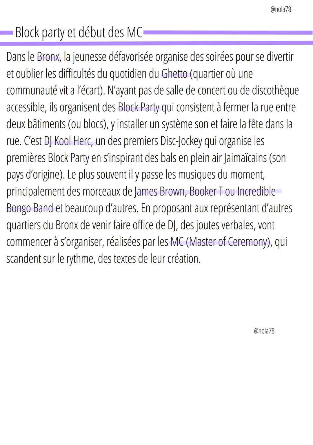 Le rap
@nola78

Les origines

Le rap naît à New-York au États-Unis dans les années 1970, au cœur des
quartiers défavorisés du Bronx. Dès ses