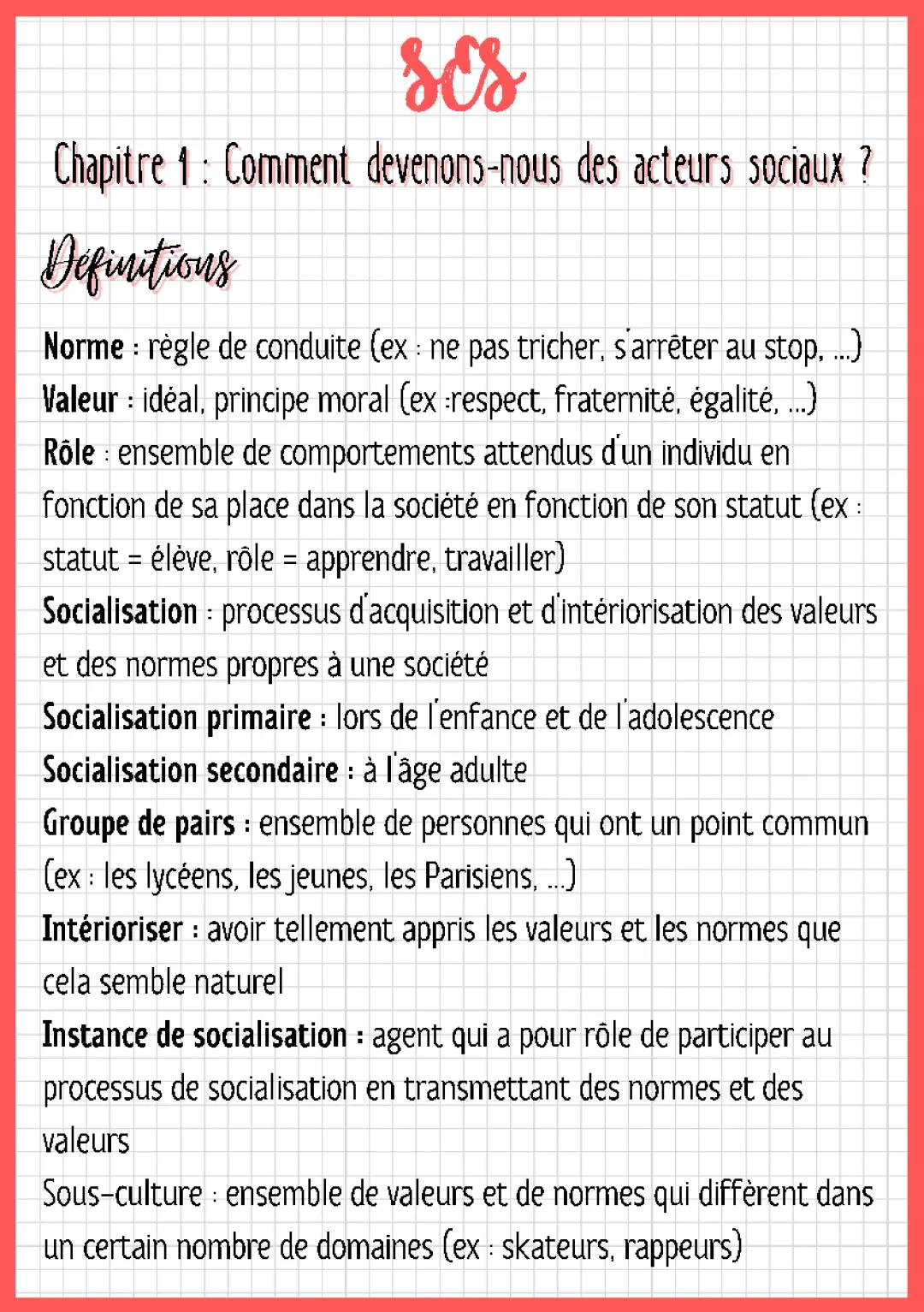 Comment devenons-nous des acteurs sociaux ? Quizz, Contrôle corrigé, et PDF