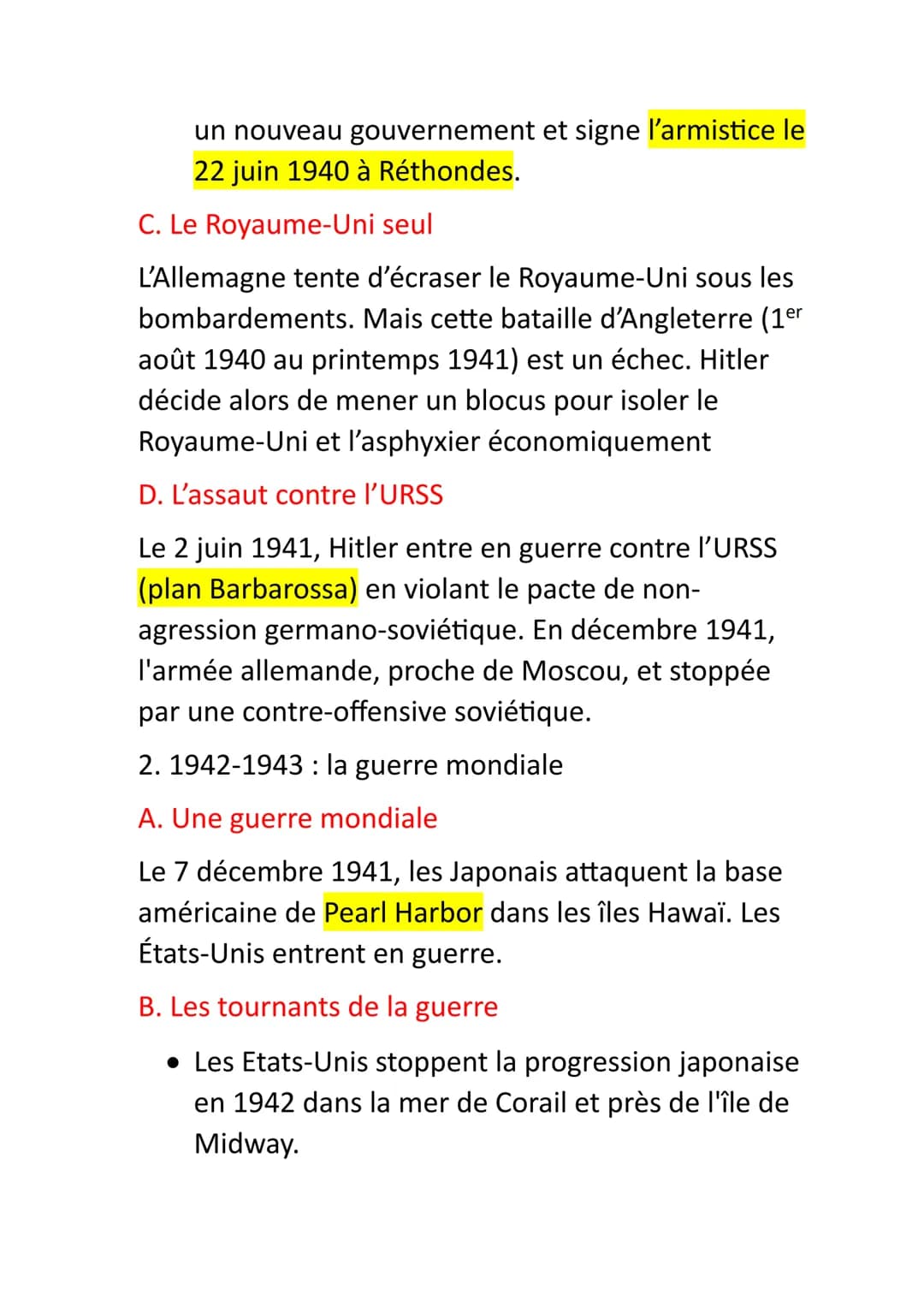 Histoire-Géographie
Fiche de Révision
1. Les victoires éclairs de l'Allemagne :
A. L'élimination de la Pologne et la drôle de guerre
• Le 1e