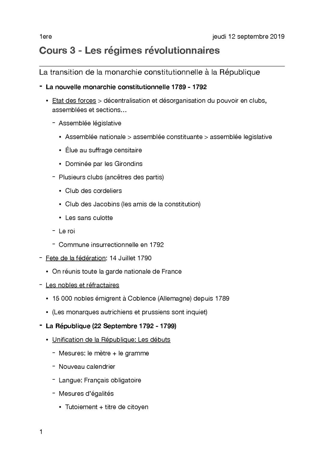 Cours 3 - Les régimes révolutionnaires