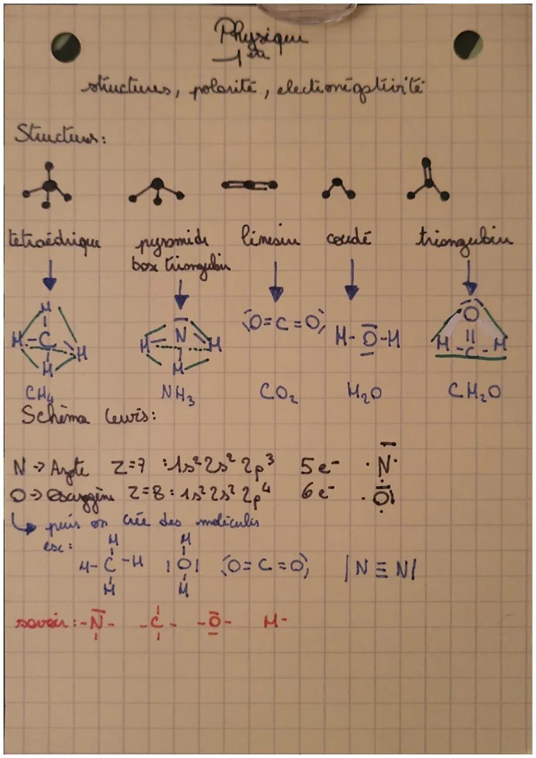 Physique
structures, polarité, electionégativité

Structuus:

tetraedrique pyramide limesin coudé triangubin
box triangulin


0=C=0
H-C
H-0-