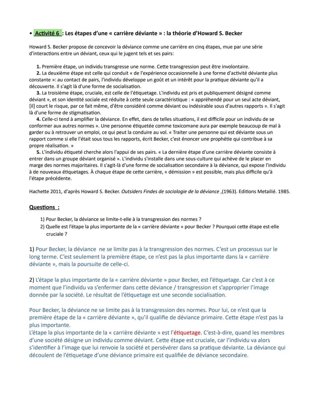 Chapitre 5 - Quels sont les processus sociaux qui contribuent à la déviance ?
Introduction : Découvrir les notions introductrices au chapitr