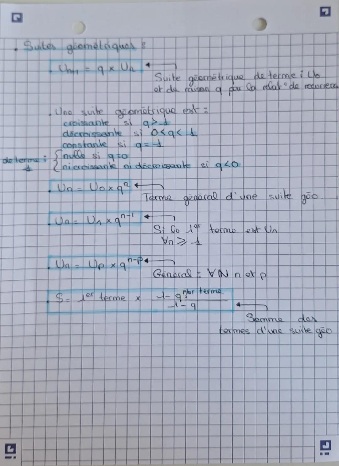 # MATHS

- Suites arithmetiques :

$Un+1 = Un+r$

Suite arithmétique de terme i $U_0$
et de raison $r$ par relat° de recurrence

- Une suite