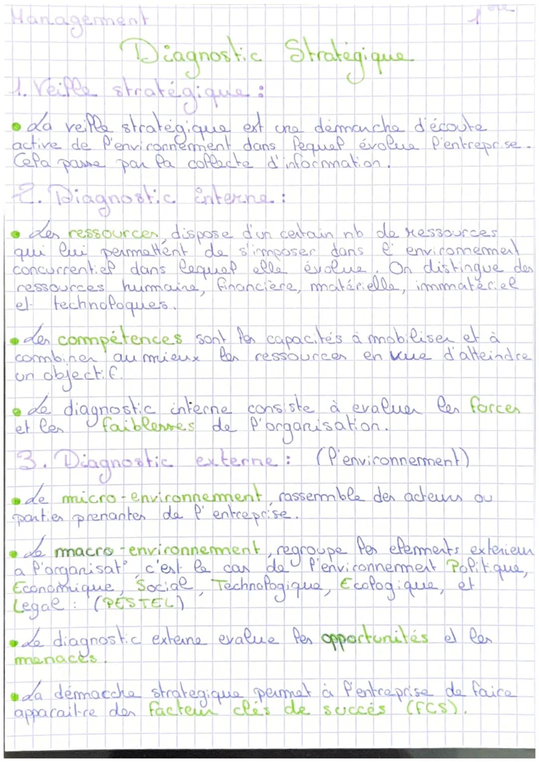 Management
4. Veille stratégique :
• La veille stratégique est une démanche d'écoute
active de l'environnement dans lequel évolue P'entrepri