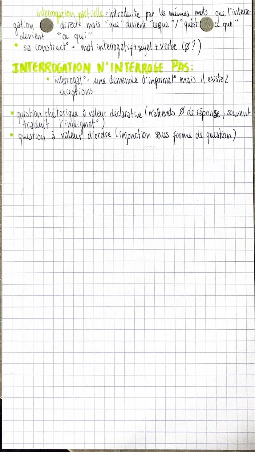 L'INTERROGATION
definition Ainterogation pose une question, demande sinformation.
Elle peut être DIRECTE (emploi d'une phrase interrogative

