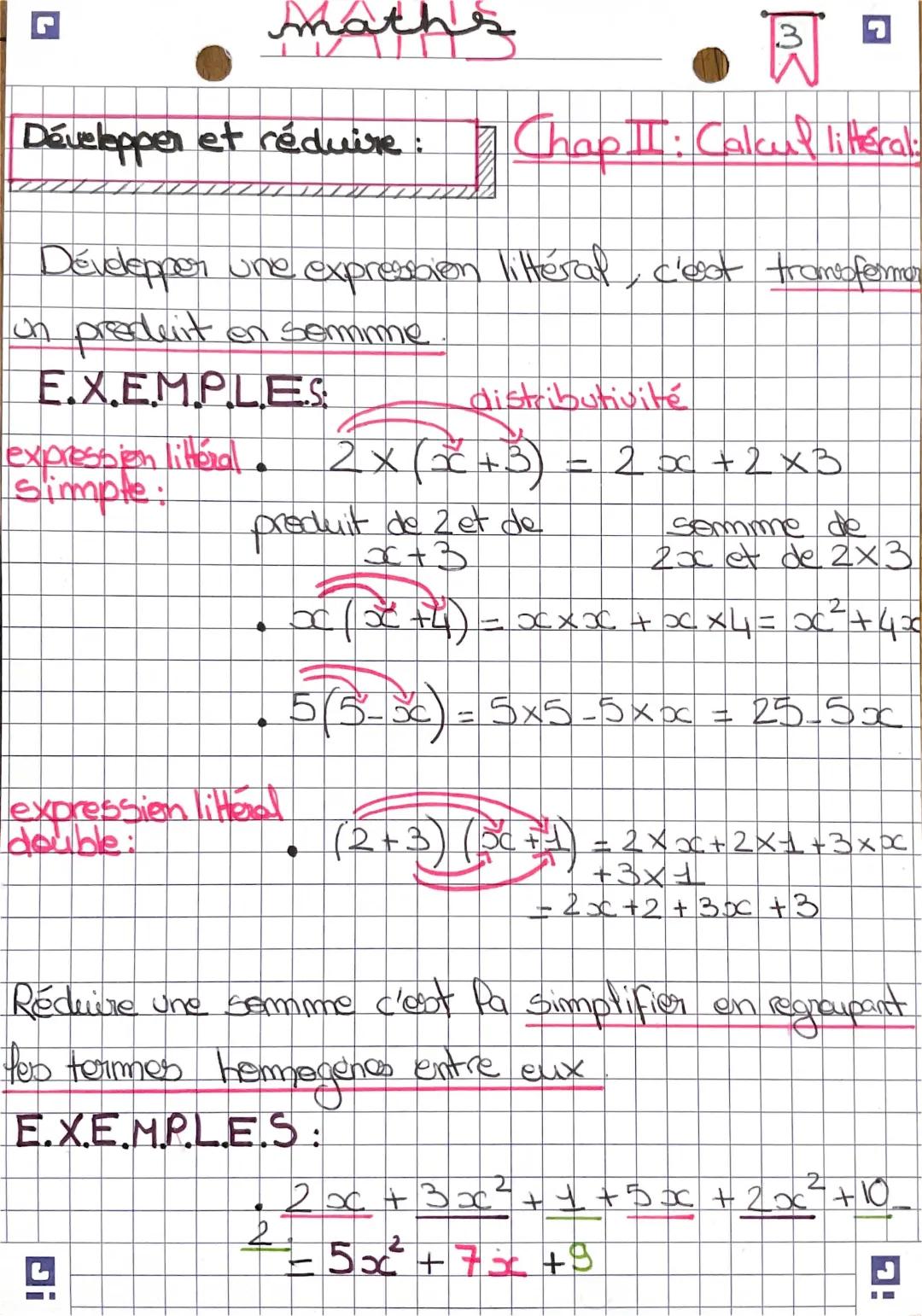 Maths 2de : Calcul Littéral - Développer et Réduire Simplifié