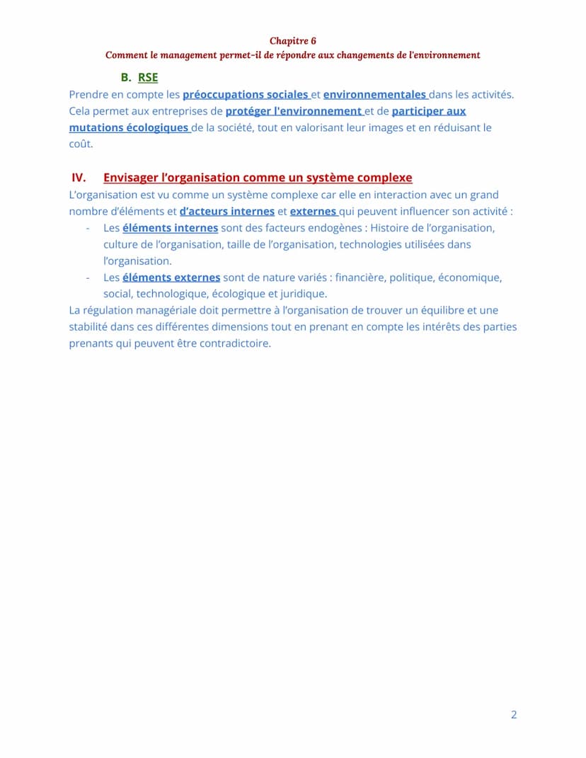 Chapitre 6
Comment le management permet-il de répondre aux changements de l'environnement
I. Envisager l'organisation dans un écosystème
Un 