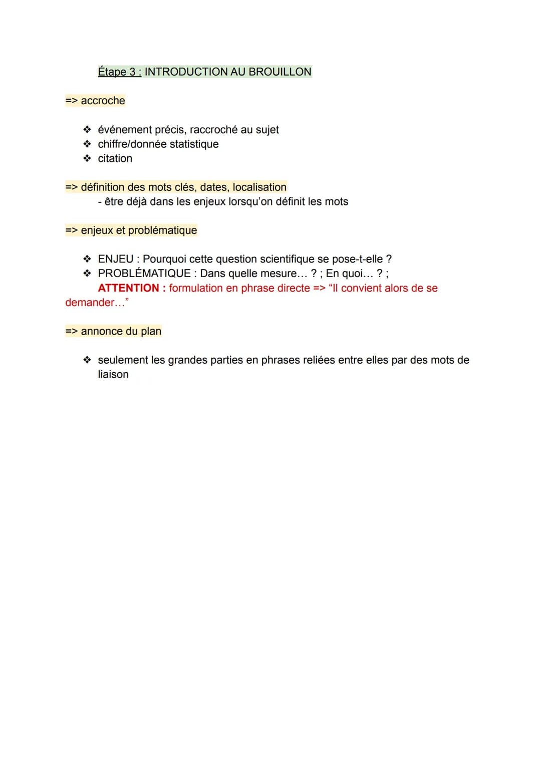 MÉTHODOLOGIE DE LA DISSERTATION - HGGSP
Étape 1 - BROUILLON
=> définir les mots de la question
questionner les mots singulier/pluriel - Pour