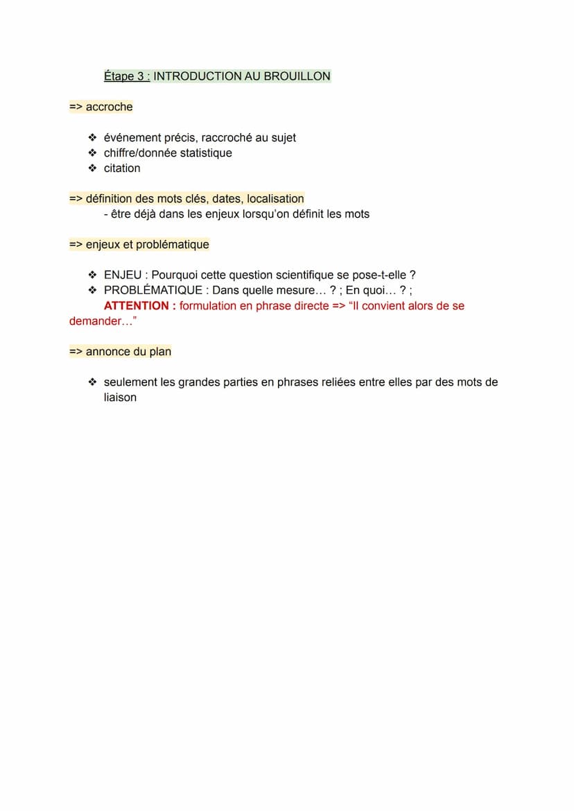 MÉTHODOLOGIE DE LA DISSERTATION - HGGSP
Étape 1 - BROUILLON
=> définir les mots de la question
questionner les mots singulier/pluriel - Pour