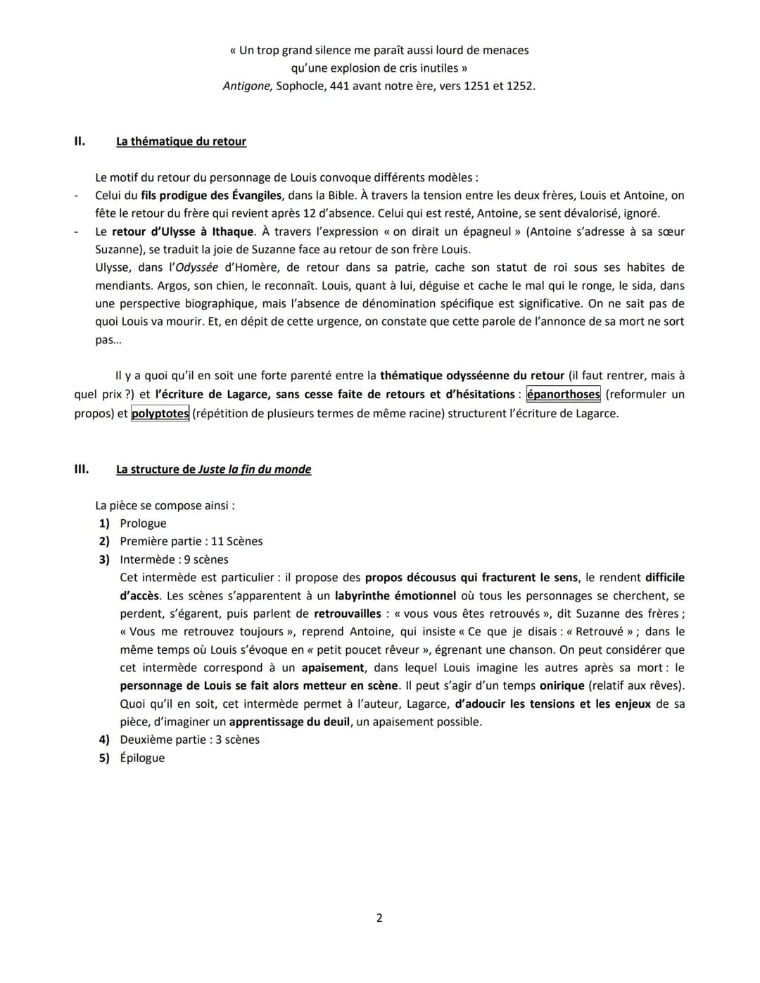 LAGARCE-JUSTE LA FIN DU MONDE
Problématique : En quoi cette pièce, qui met en scène des crises personnelles autant que familiales,
révèle-t-