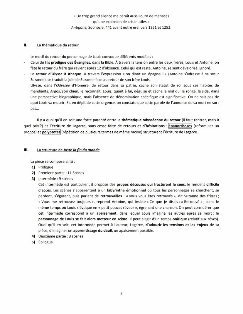 LAGARCE-JUSTE LA FIN DU MONDE
Problématique : En quoi cette pièce, qui met en scène des crises personnelles autant que familiales,
révèle-t-