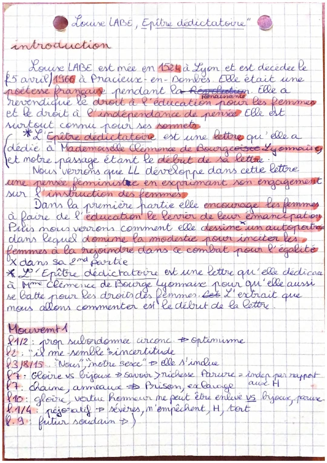 Louise LABE, Epitre dédictatoire"
introduction.
Louise LABE est mée en 1524 à Lyon et est décédée le
£5 avril/1966 à Pracieux-en-Dombes. Ell
