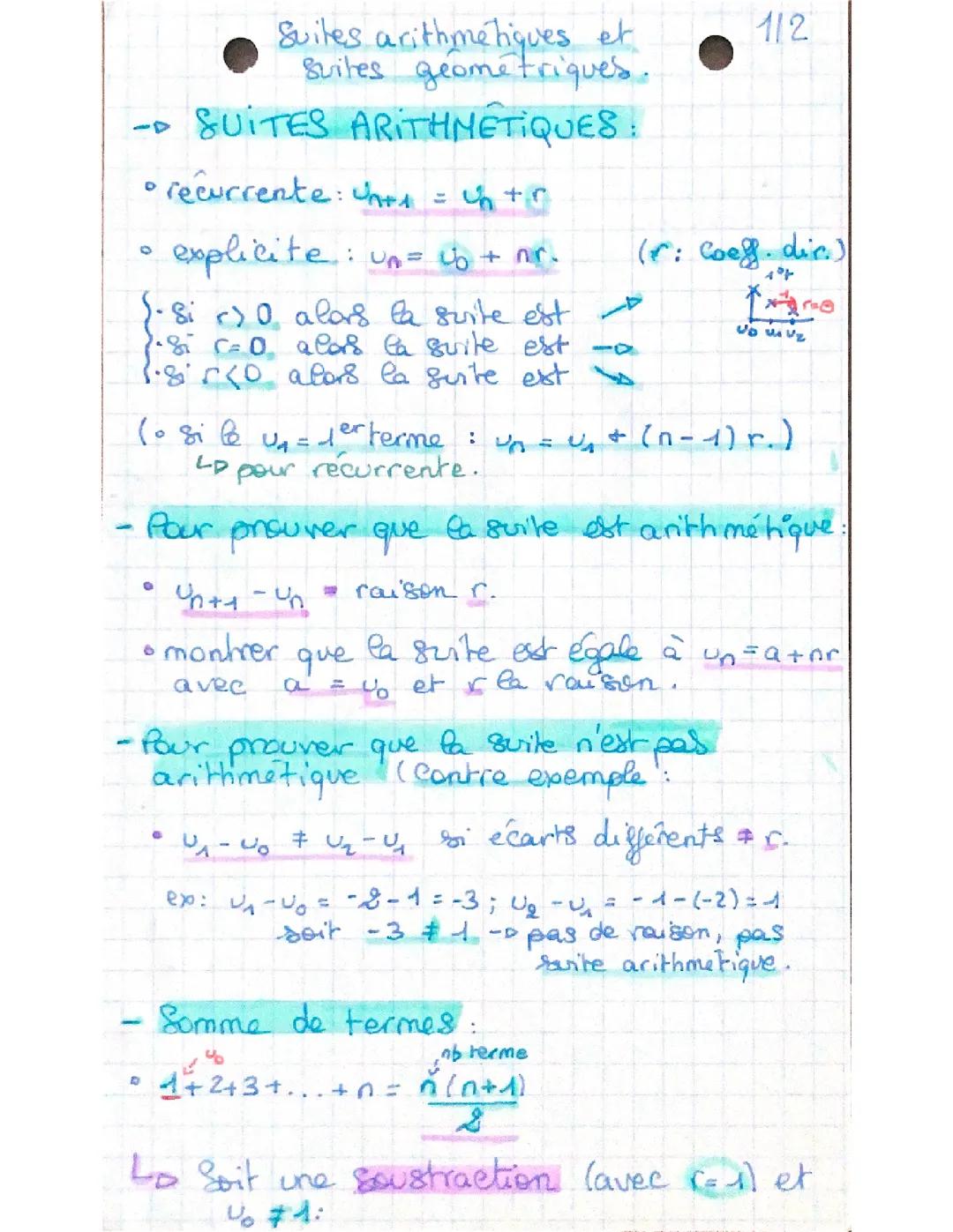  Suite arithmétique et suite géométrique 