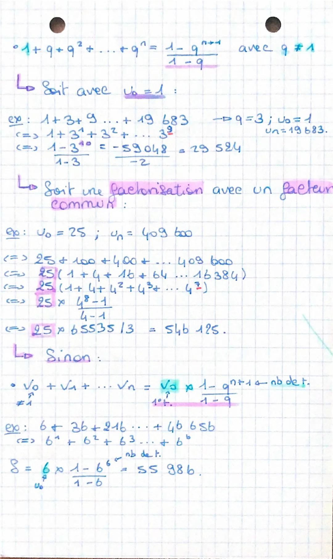 Suites arithmetiques et
Suites géométriques.
SUITES ARITHMETIQUES:
• recurrente: Un+1 =1+5
explicite: un = is + nr.
{. Si r> 0 alors la suit