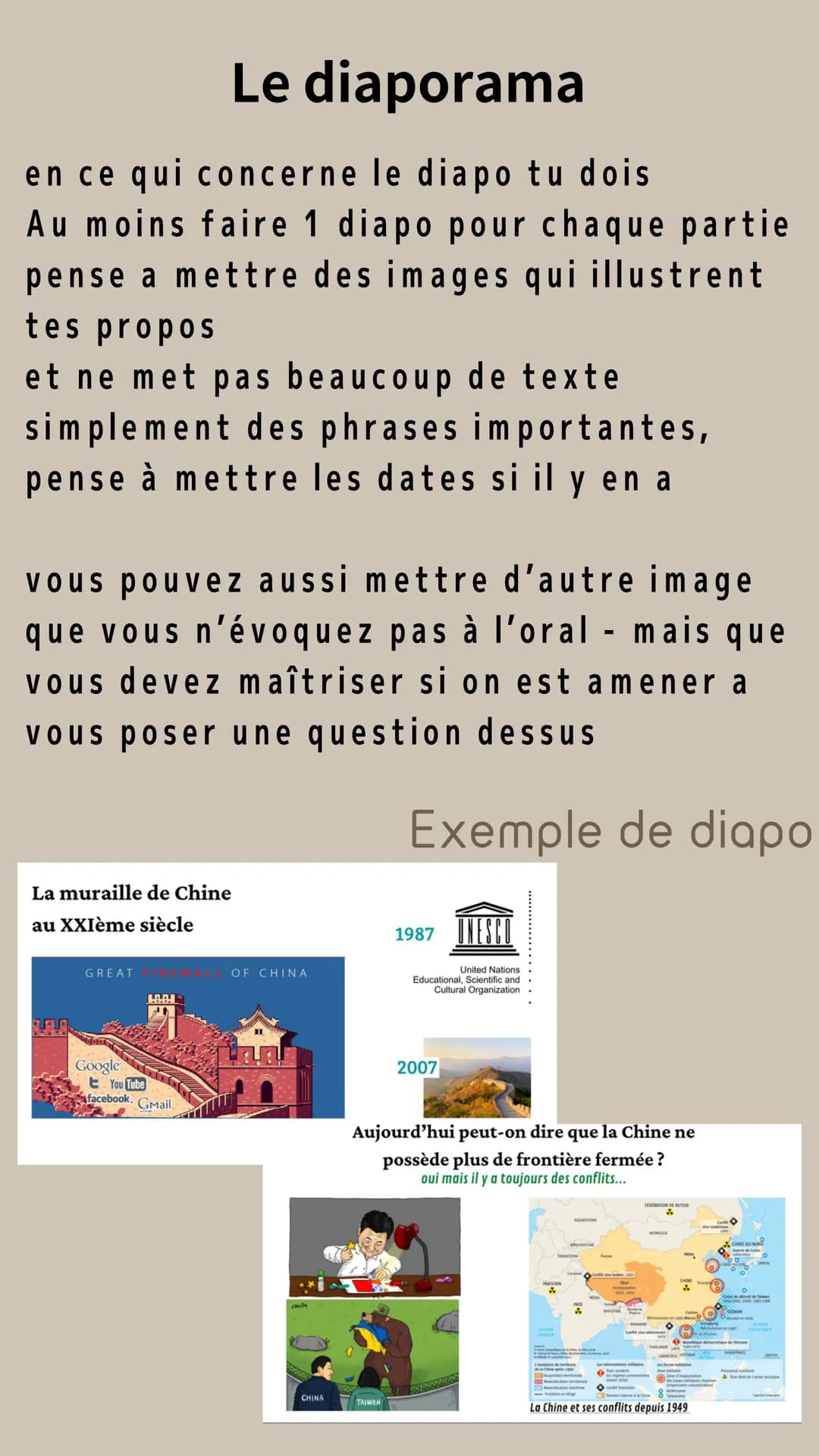 Méthode pour un exposé:
Il existe différents type d'exposé:
●
• information sur un quelque chose
• présentation d'une personne/
d'un groupe
