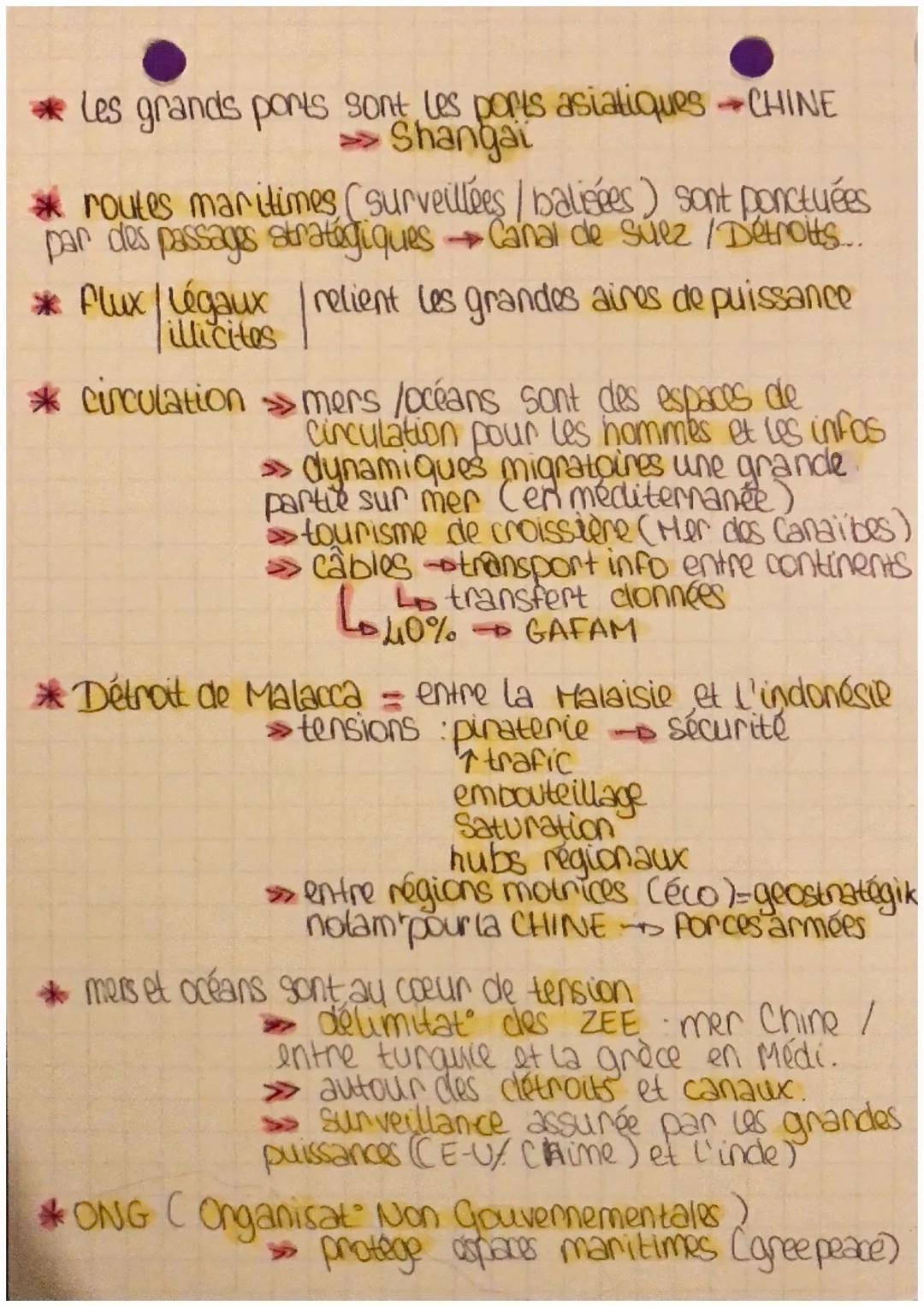 géographie
*Les mens /océans = 71% surface de la Terre et une
importance majeur pour le commence
mondial et leco mondiale
* canal = voie nav